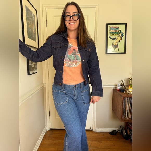 70s Vintage Kmart Dark Wash Cropped Denim Jacket - Picture 1 of 7